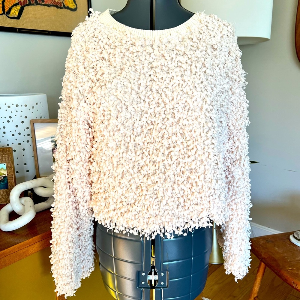 Bisouxx Shaggy Textured Off White Sweater Size L